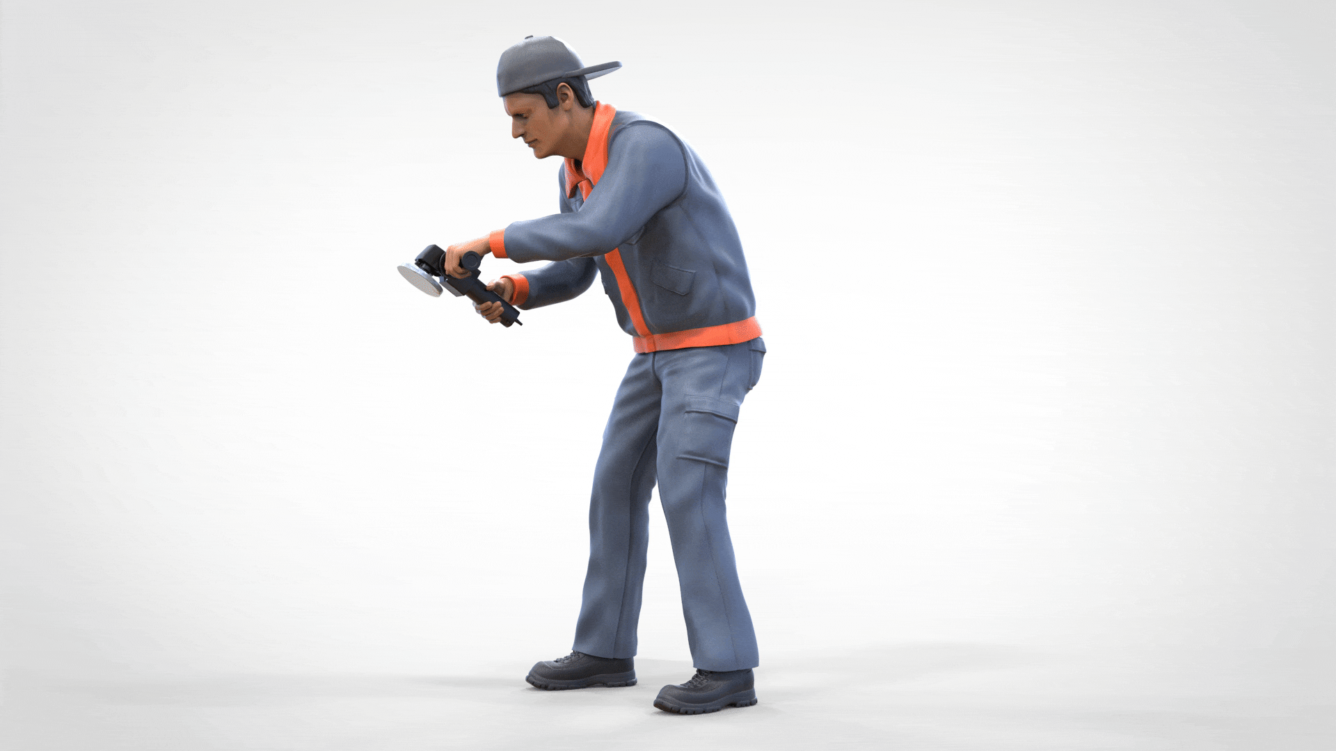 Produktfoto Diorama und Modellbau Miniatur Figur: Mechaniker mit Flex