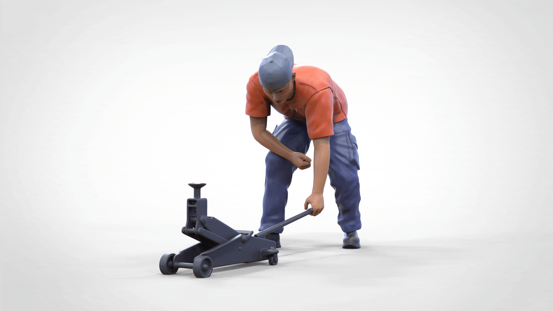 Produktfoto Diorama und Modellbau Miniatur Figur: Mechaniker Wagenheber